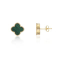 9ct Yellow Gold Malachite Flower Earrings