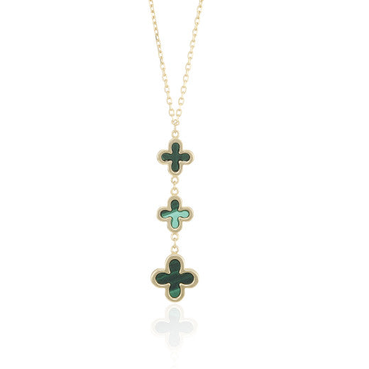 9ct Yellow Gold Malachite Flower Necklace