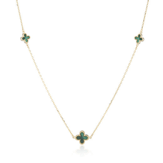 9ct Yellow Gold Malachite Flower Ne