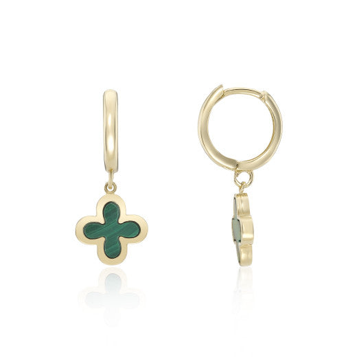 9ct Yellow Gold Malachite Drop Earrings