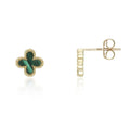 9ct Yellow Gold Malachite Flower Stud Earrings