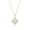 9ct Yellow Gold Mother of Pearl Flower Pendant Necklace