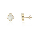 9ct Yellow Gold Mother of Pearl Flower Earrings