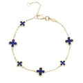 9ct Yellow Gold Lapis Flower Bracelet