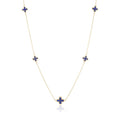 9ct Yellow Gold Five Lapis Flower Necklace