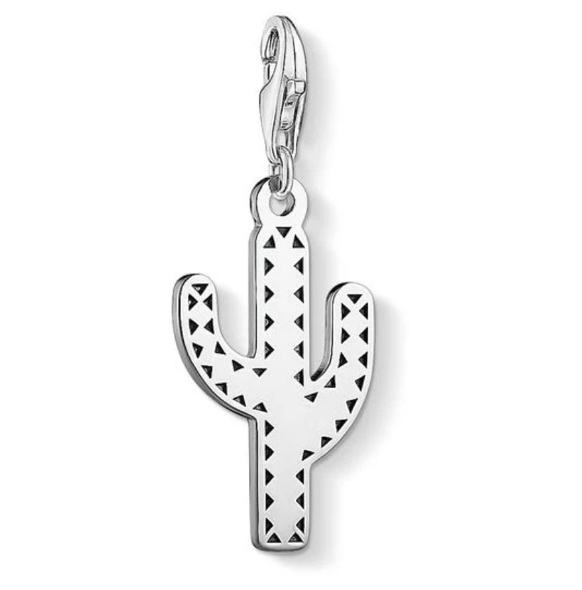 Blackened Silver Cactus Charm