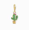 Green 18ct Gold Plated Cactus Charm