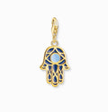 Hand of Fatima with Blue Enamel 18ct Gold Plated Charm