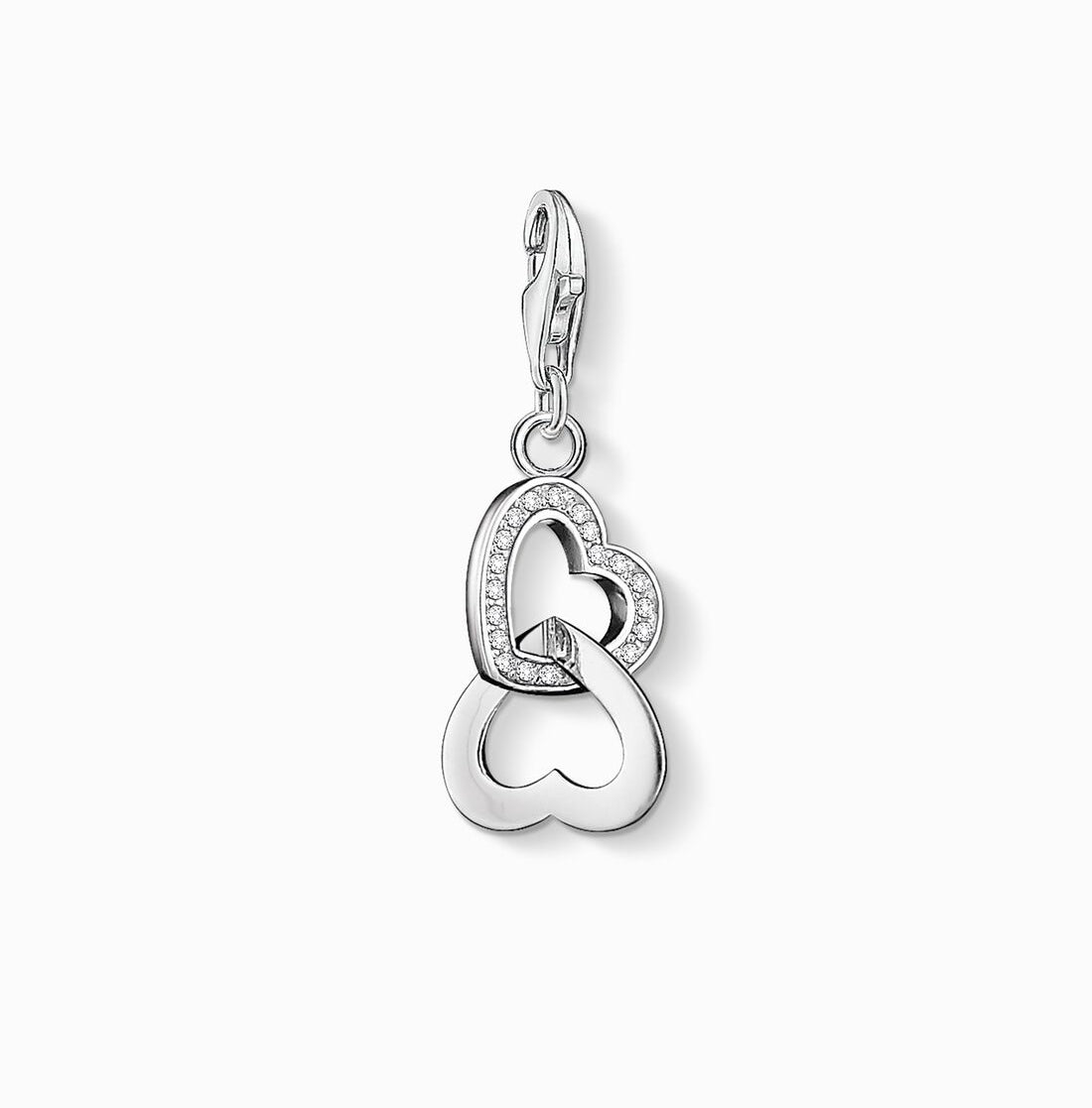 Interlocking Heart Charm with Cubic Zirconia