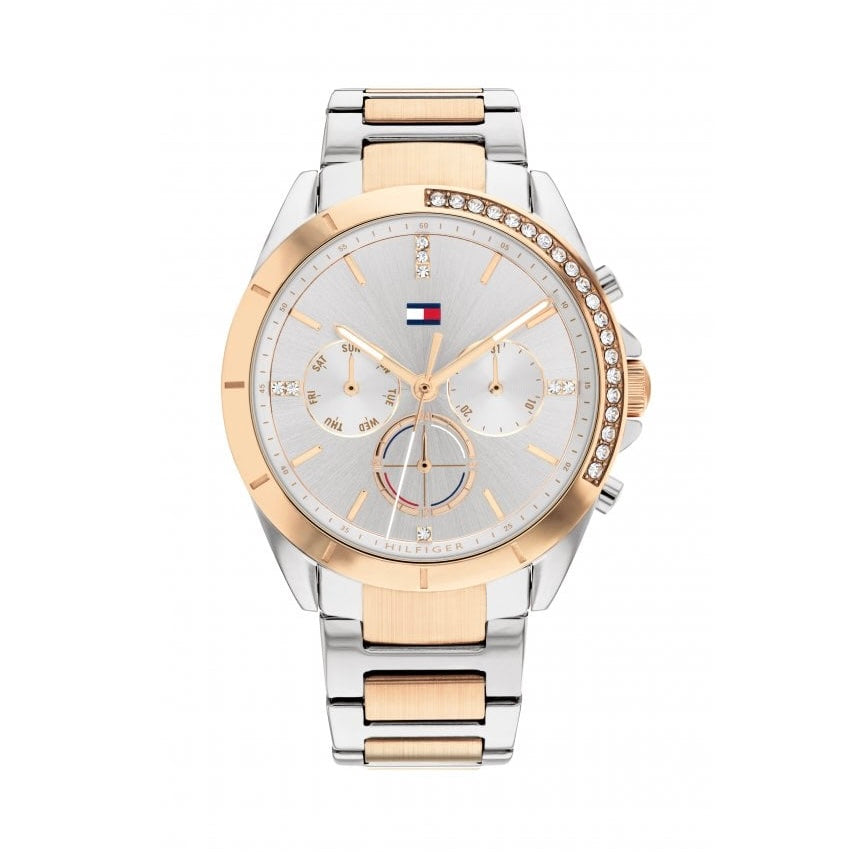 Rose Gold And Silver With Quarter Cubic Zirconia Bezel