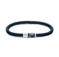 Blue Braided Leather Bracelet with Magnetic Clasp