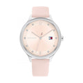 Grace Pink And Silver Watch With A Leather Strap