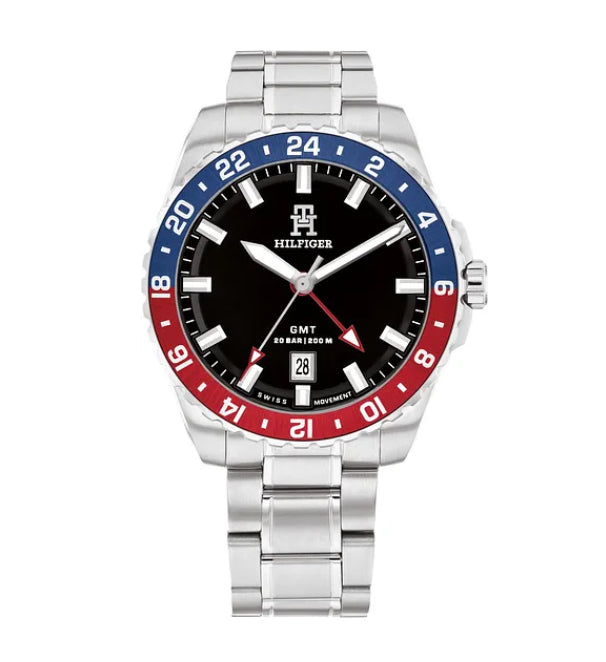 Pepsi Max Style GMT Watch with Black Dial and Date
