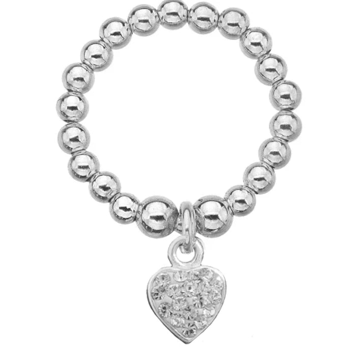 White Heart Sparkle Ring