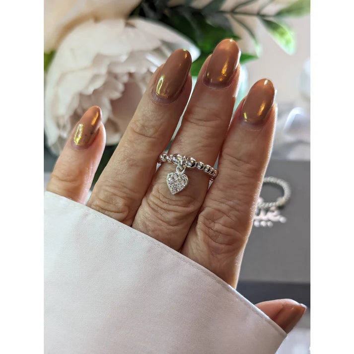White Heart Sparkle Ring
