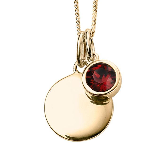 January Crystal Birthstone Gold Pendant