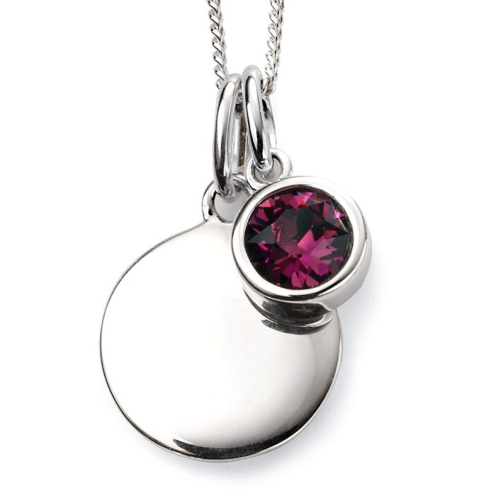 February Crystal Birthstone Silver Pendant