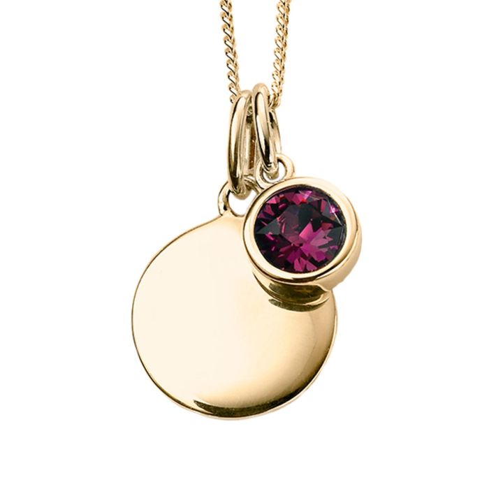 February Crystal Birthstone Gold Pendant