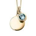 March Crystal Birthstone Gold Pendant