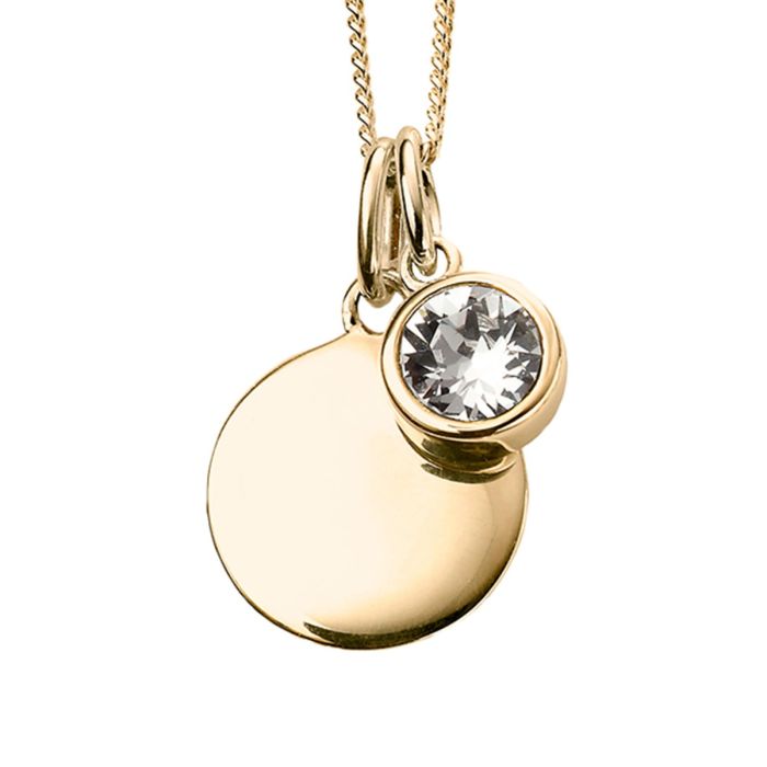 April Crystal Birthstone Gold Pendant