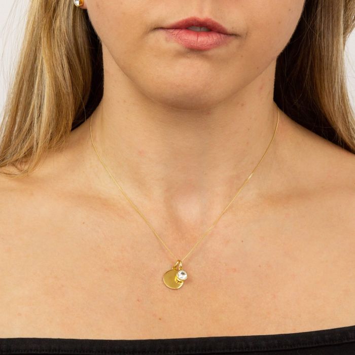 April Crystal Birthstone Gold Pendant