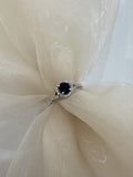 9ct White Gold Diamond and Sapphire Halo ring
