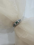 9ct White Gold Emerald and Diamond Dress Ring