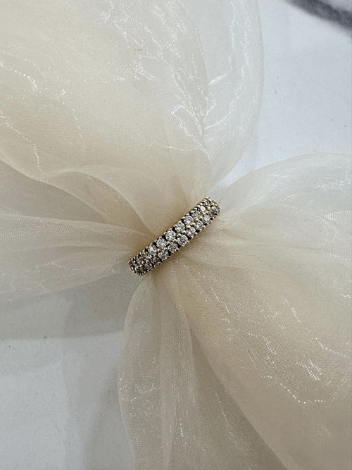18ct Yellow Gold Double Row Diamond Eternity Ring