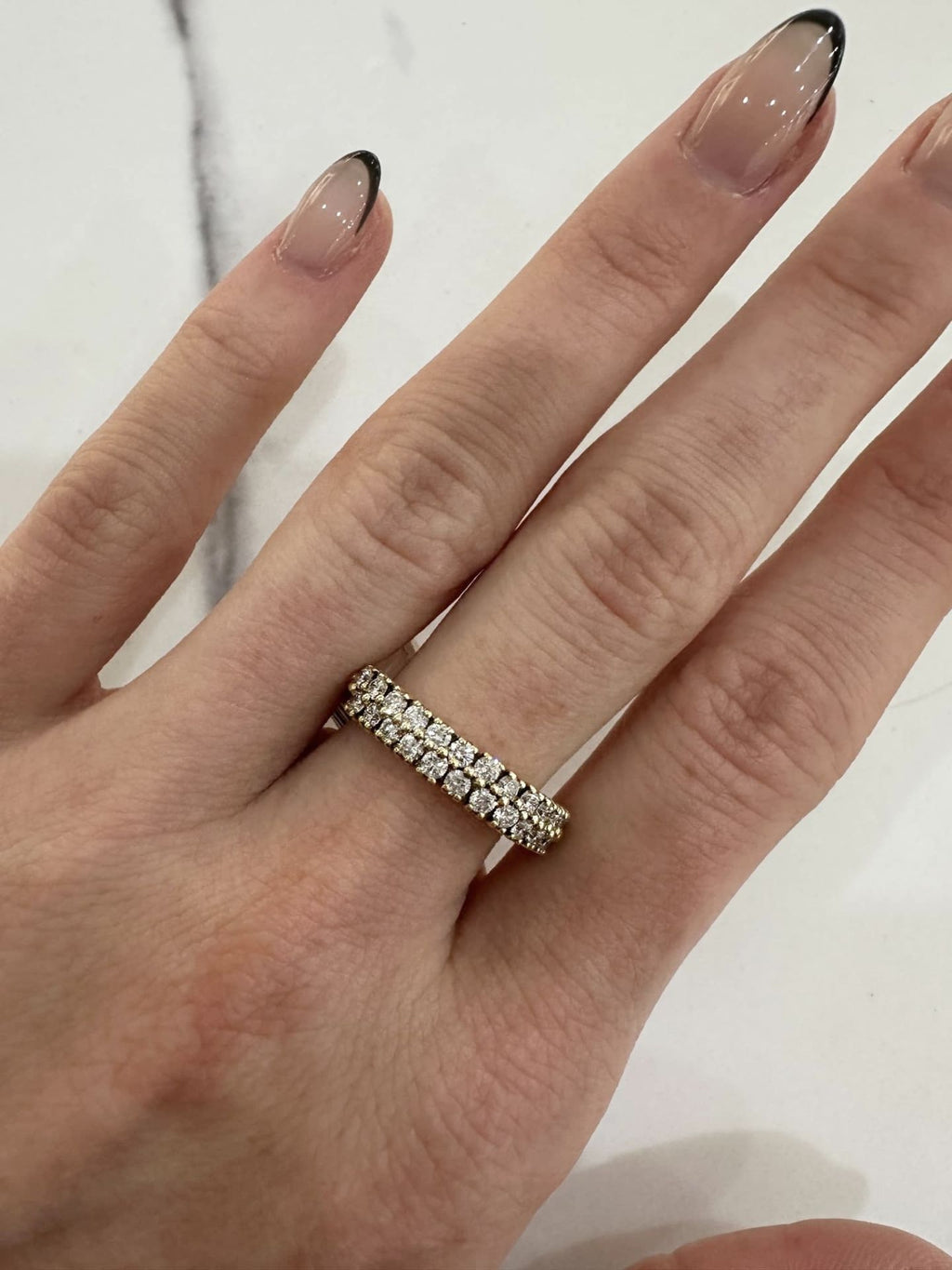 18ct Yellow Gold Double Row Diamond Eternity Ring