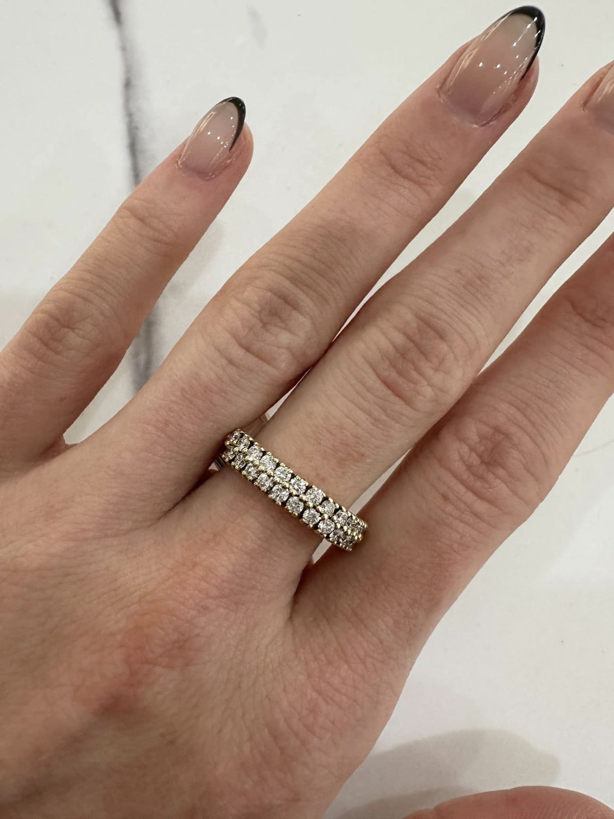 18ct Yellow Gold Double Row Diamond Eternity Ring