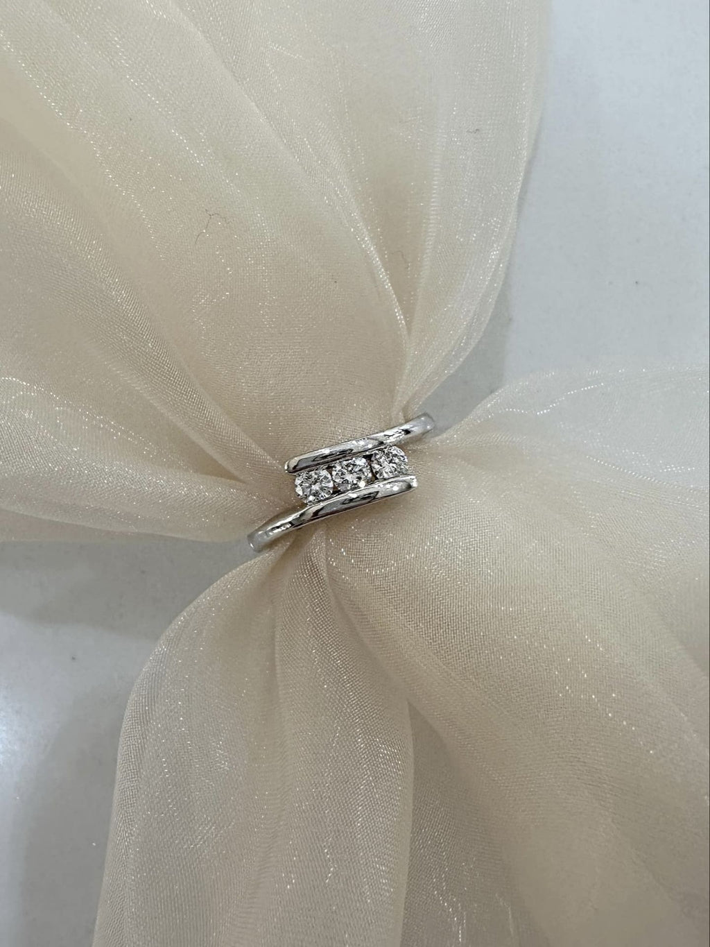 Platinum Tension Set Diamond Ring