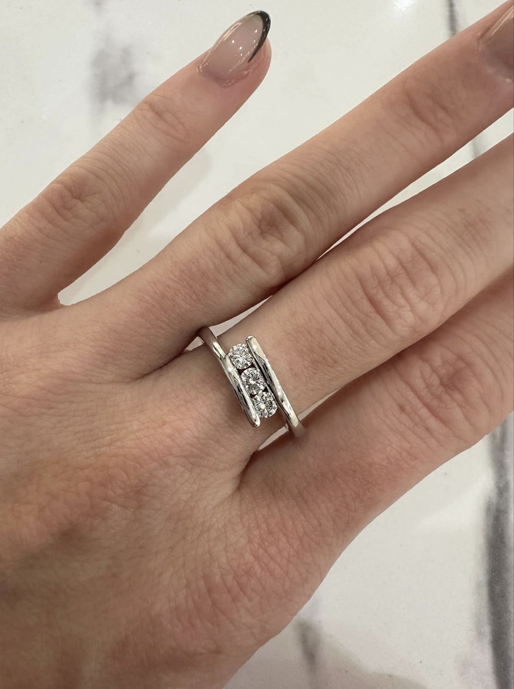 Platinum Tension Set Diamond Ring