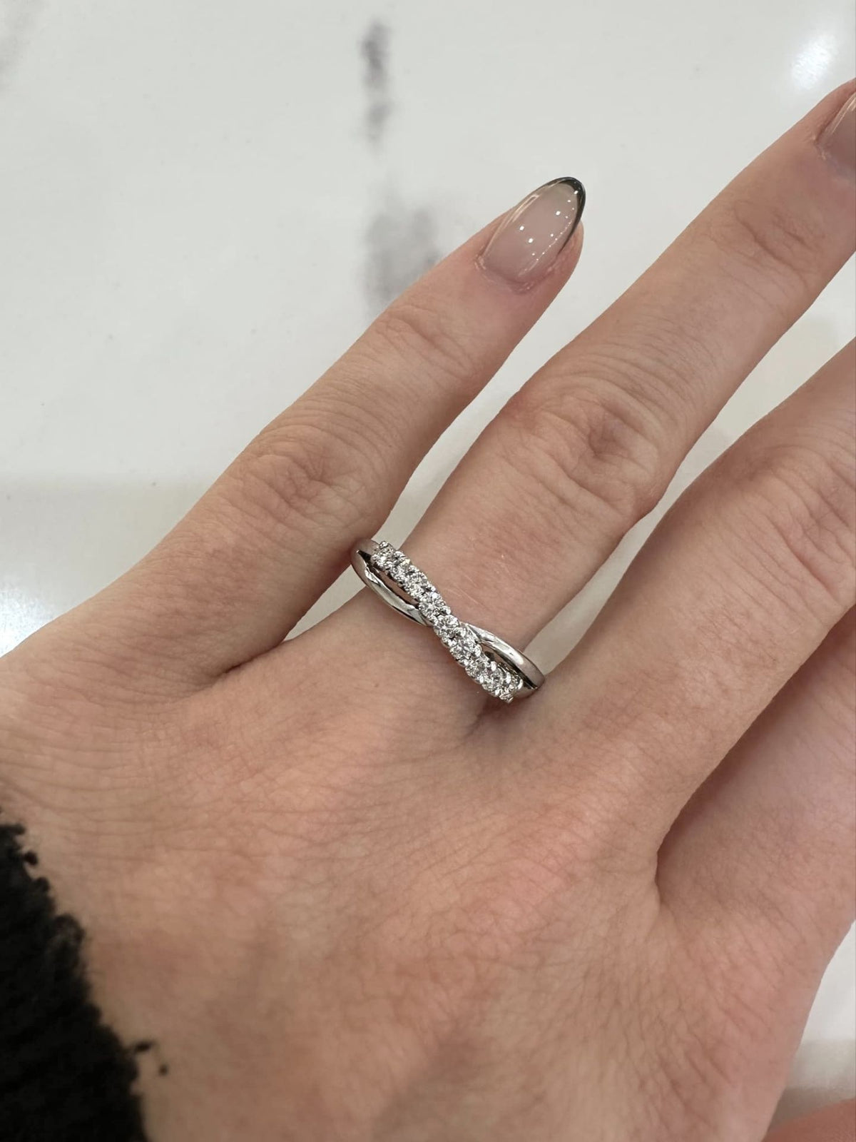 9ct White Gol Diamond Crossover Eternity Ring