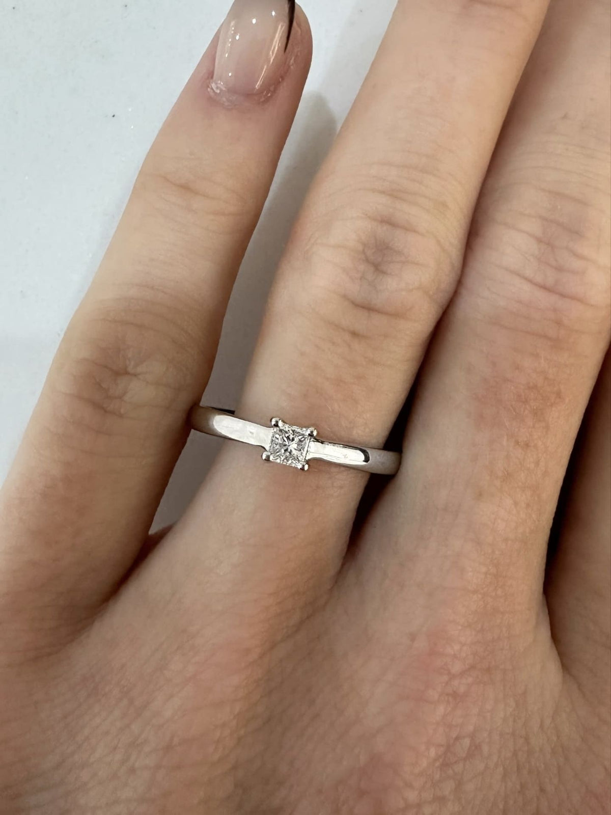 9ct White Gold Princess Cut Diamond Solitaire
