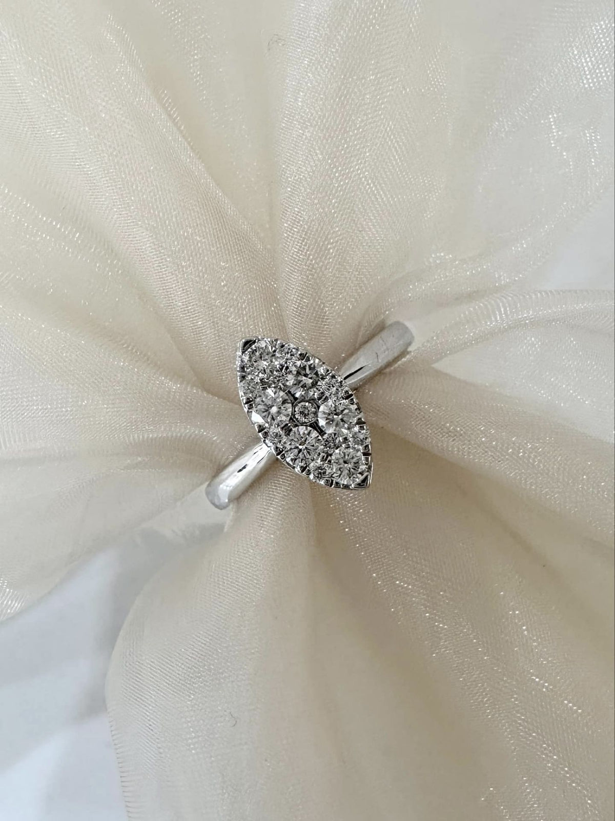 9ct White Gold Marquise Shaped Diamond Cluster