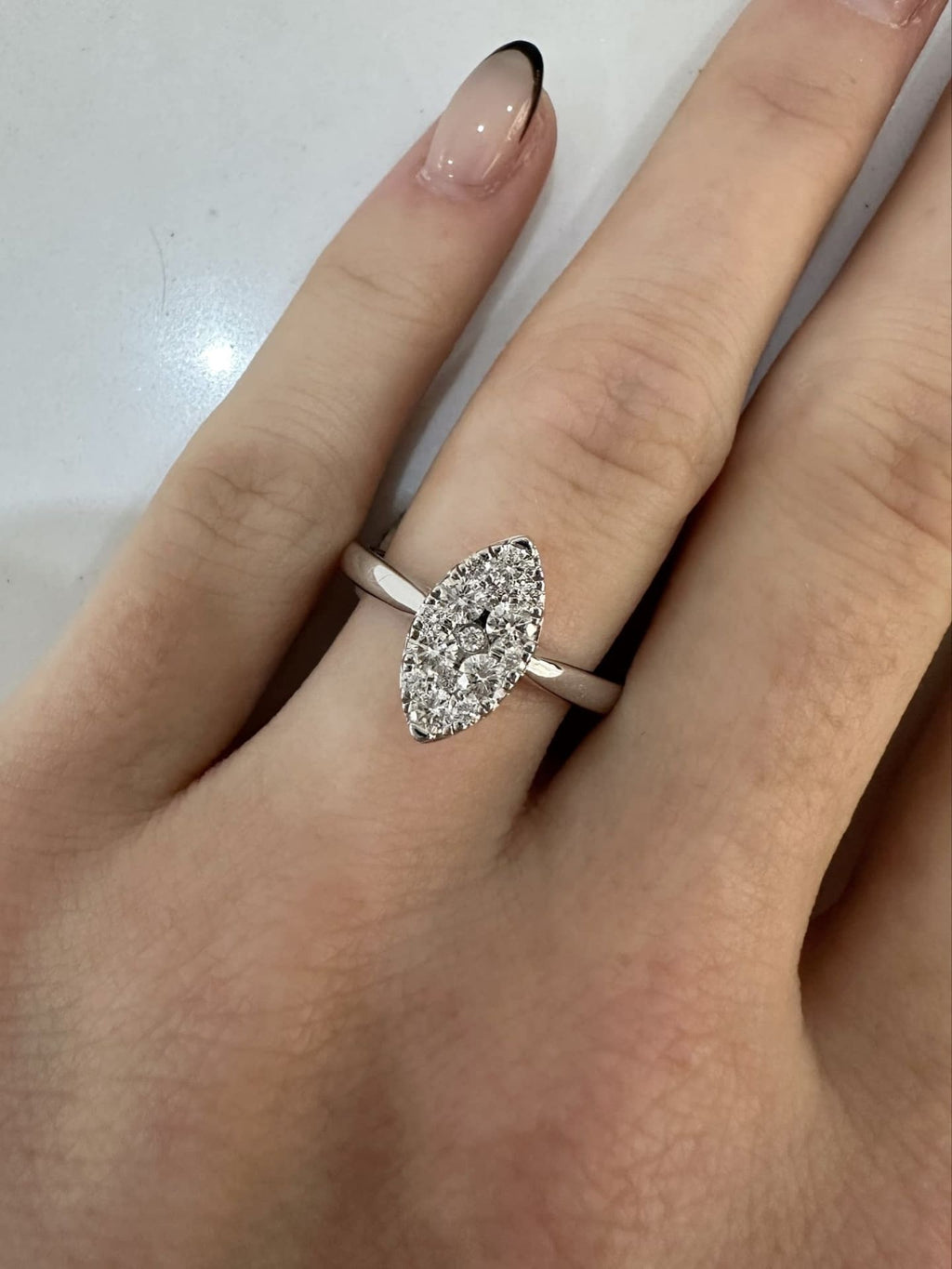 9ct White Gold Marquise Shaped Diamond Cluster