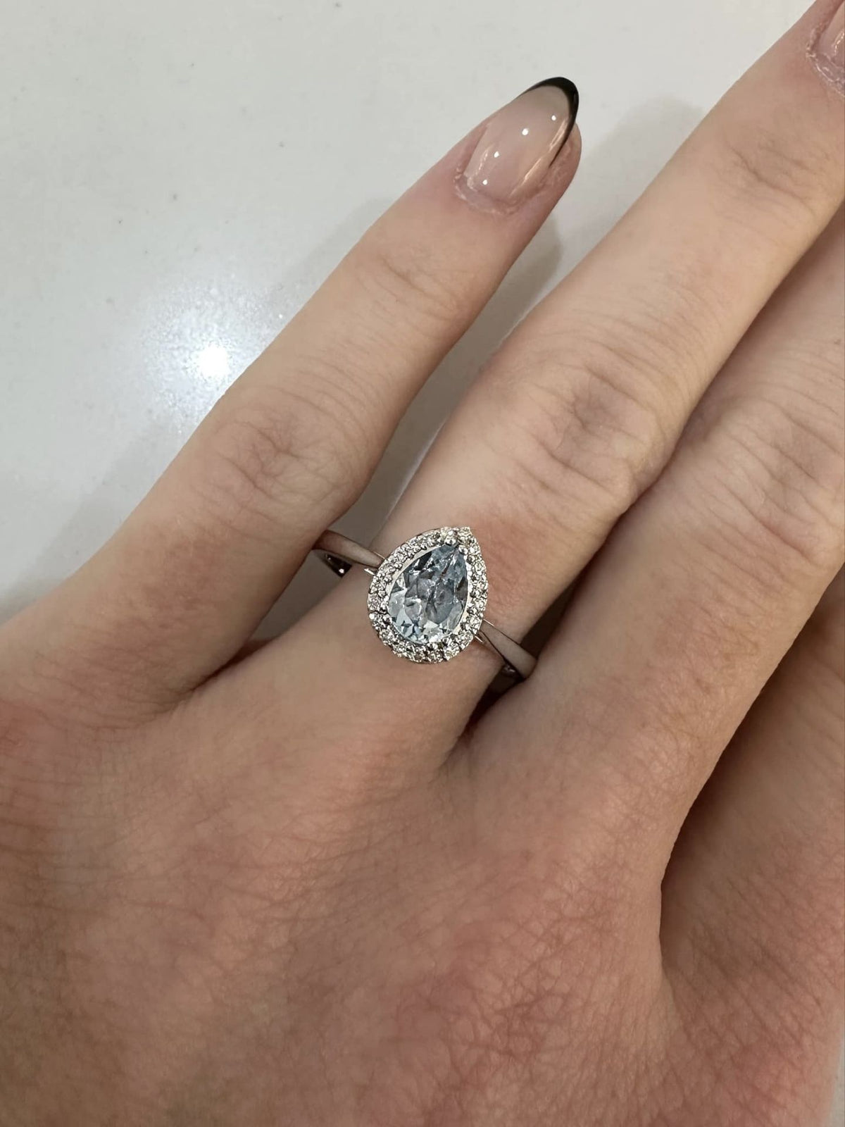 9ct White Gold Aquamarine and Diamond Ring
