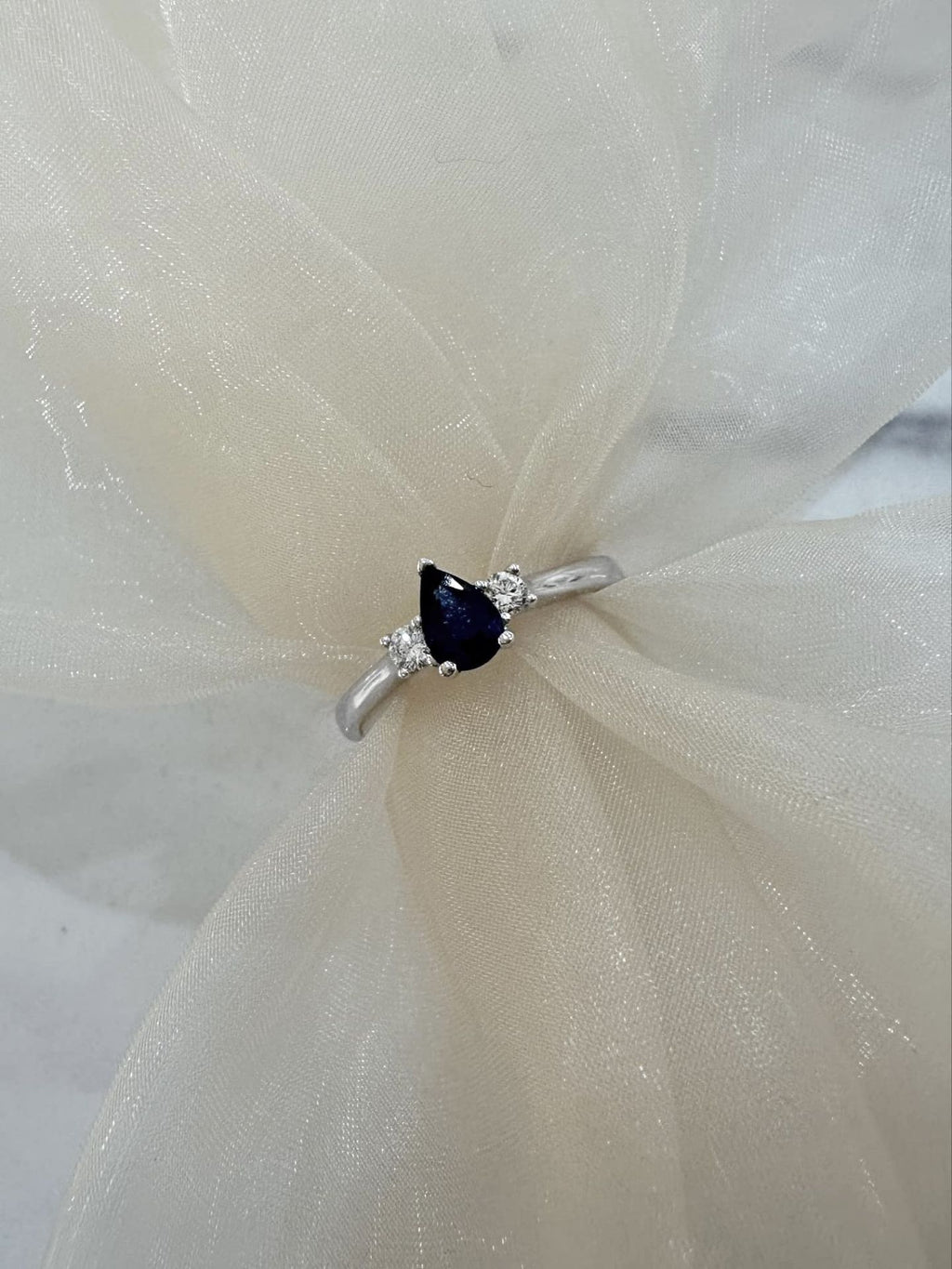 9ct White Gold Sapphire and Diamond Ring