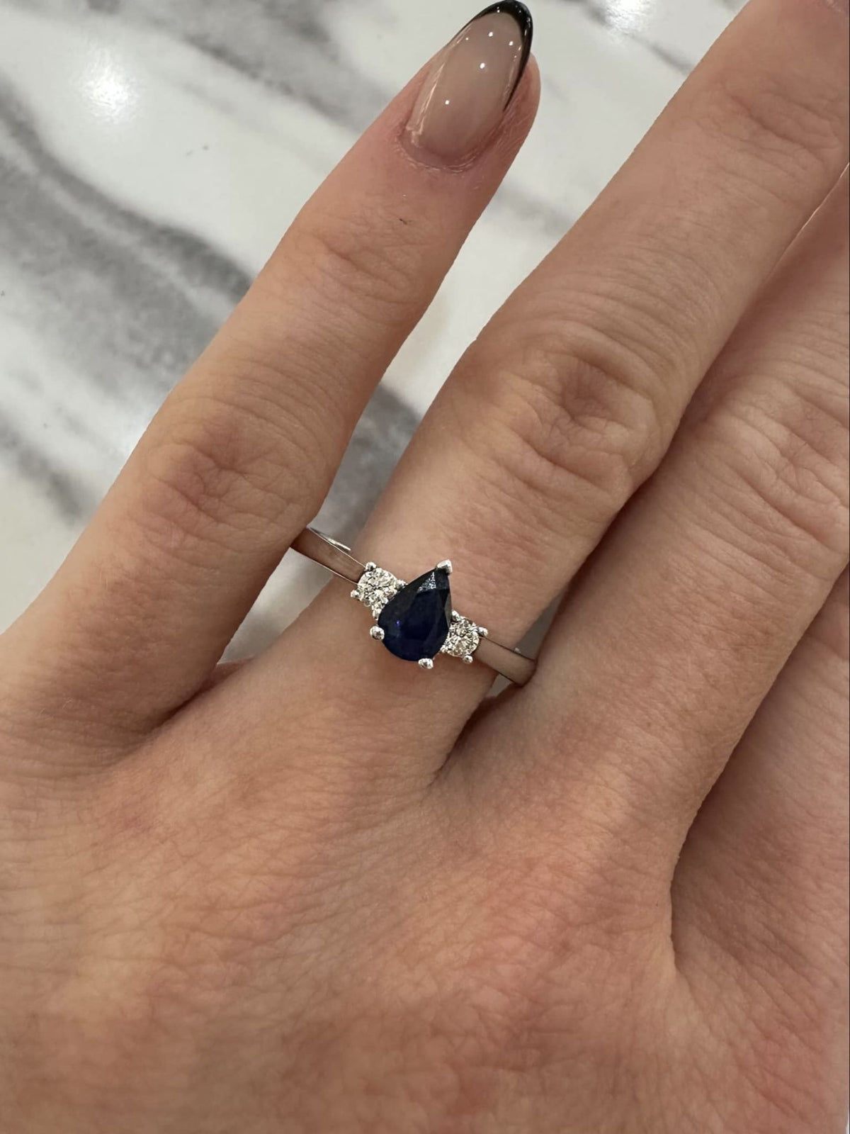 9ct White Gold Sapphire and Diamond Ring