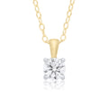 9ct Yellow Gold Claw Set Diamond Necklace 