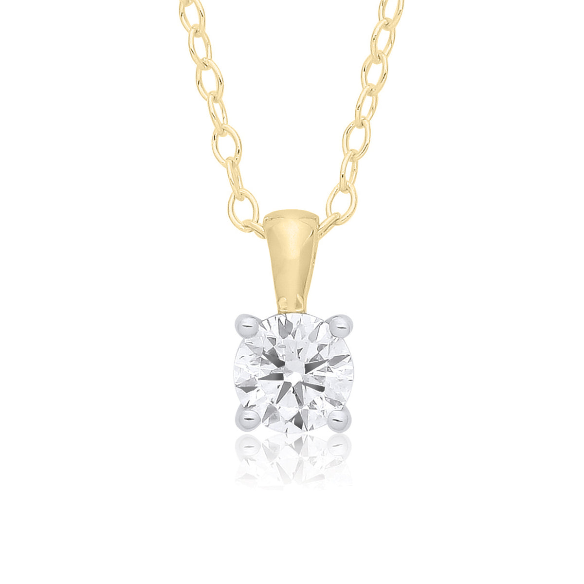 9ct Yellow Gold Claw Set Diamond Necklace 