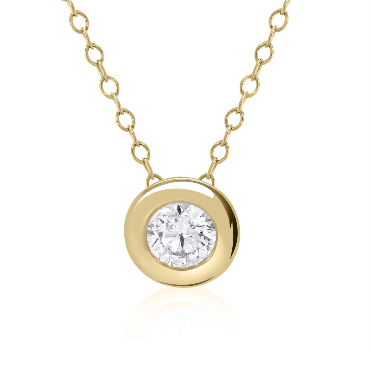 9ct Yellow Gold Bezel Set Diamond Necklace
