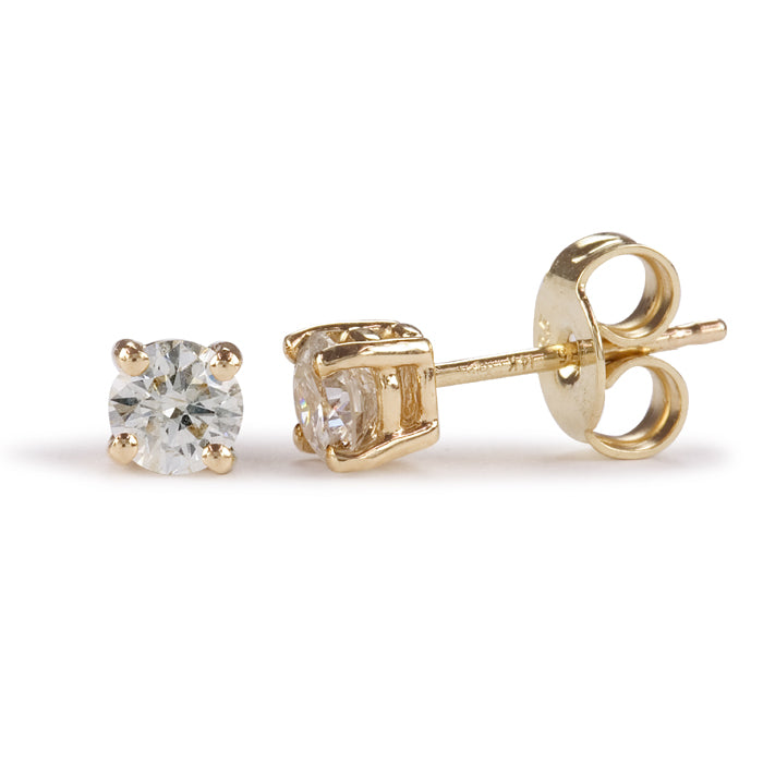9ct Yellow Gold Claw Set Diamond Earrings