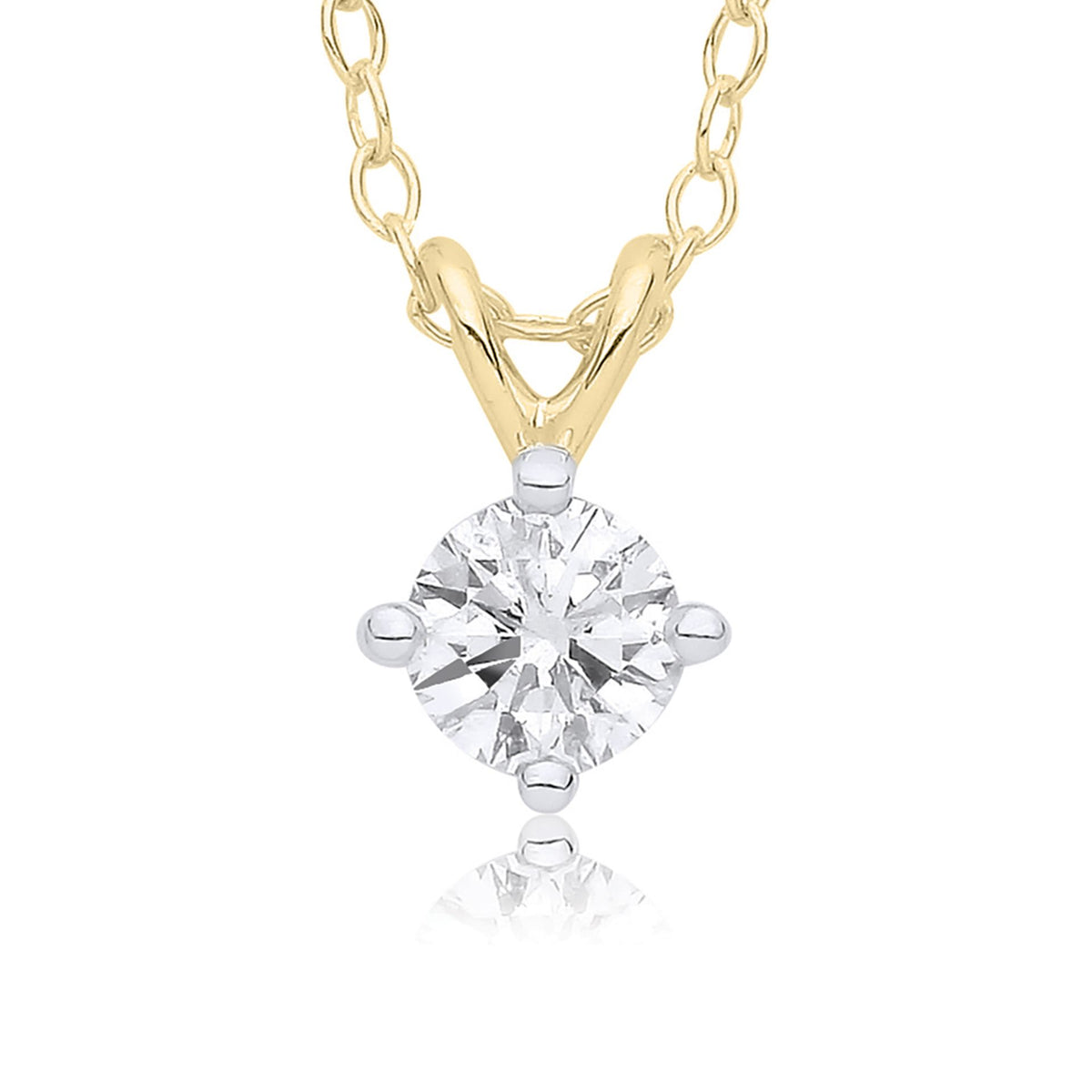 9ct Yellow Gold Claw Set Diamond Necklace