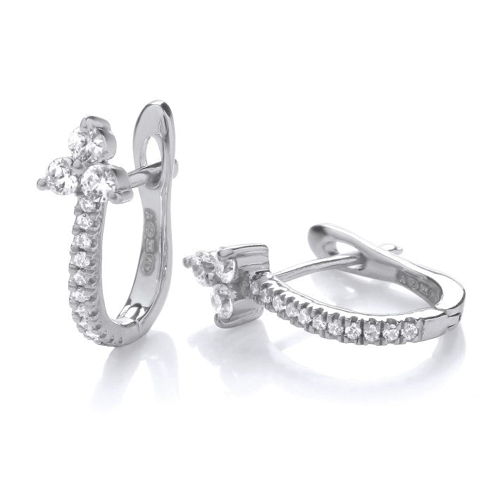 9ct White Gold Diamond Huggie Earrings 