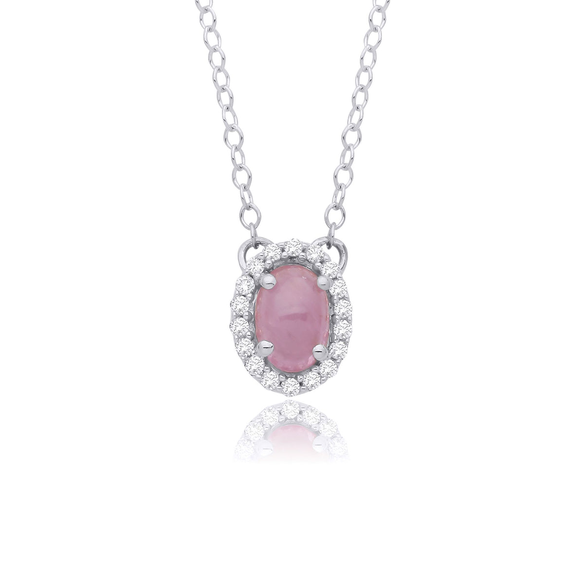9ct White Gold Greenland Pink Sapphire and Diamond Necklace