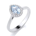 9ct White Gold Aquamarine and Diamond Ring