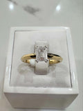 18ct Yellow Gold Emerald Cut Diamond Solitaire Ring