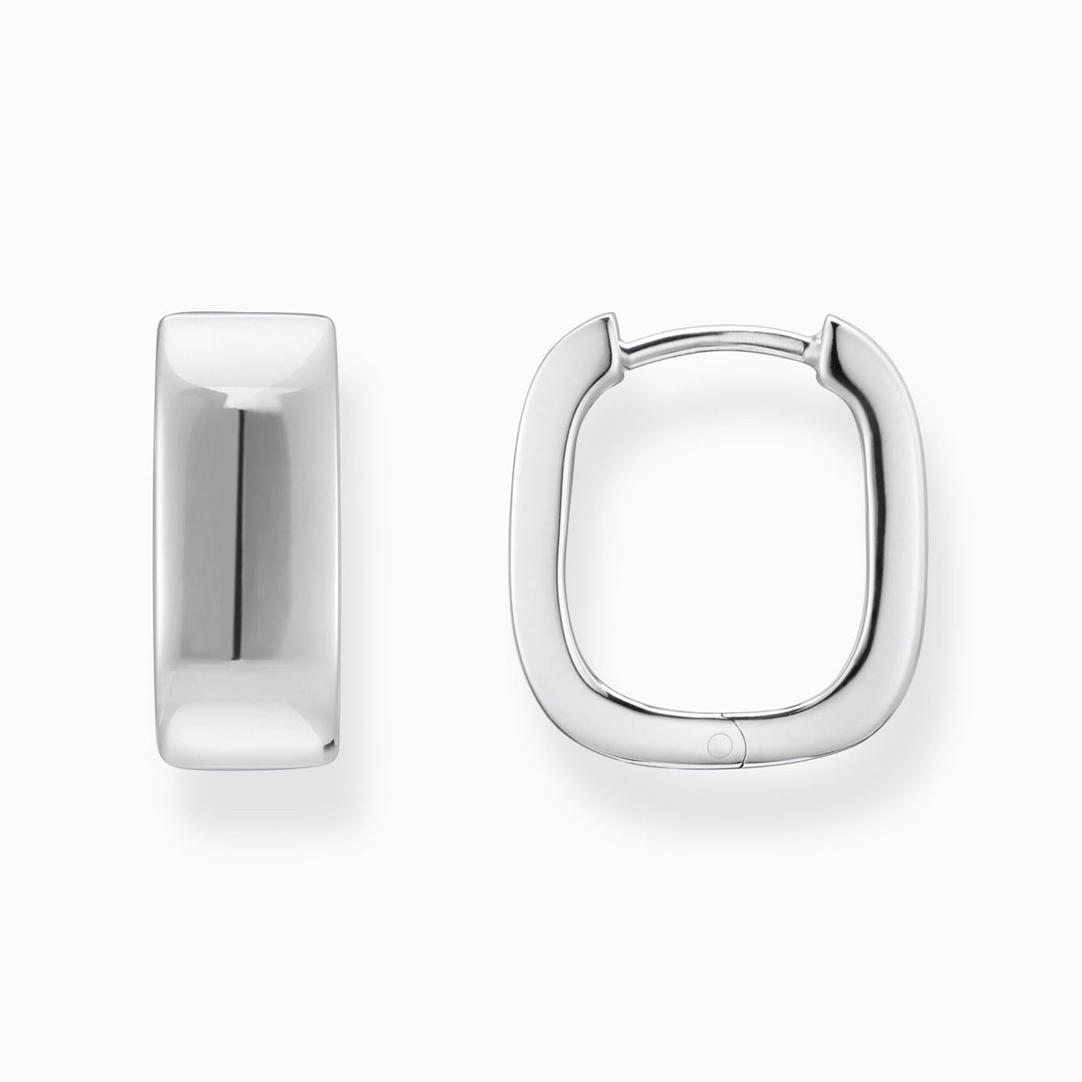 Silver Hoop Earrings in Angular Shape