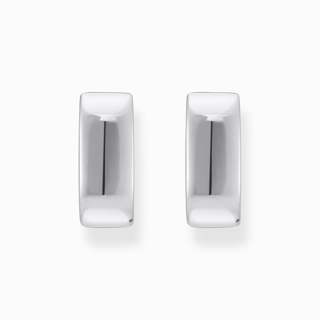 Silver Hoop Earrings in Angular Shape